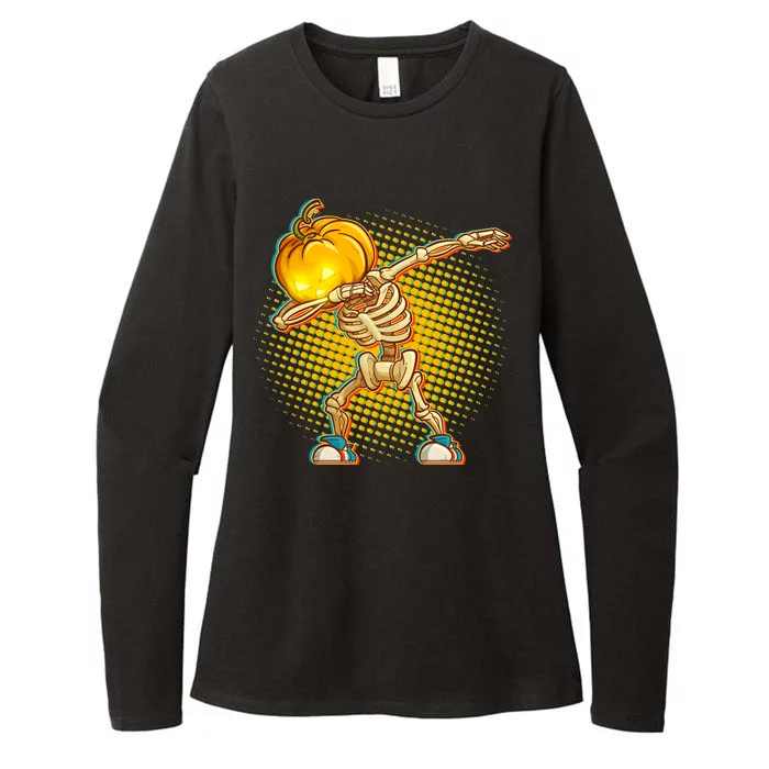 Dabbing Pumpkin Head Skeleton Womens CVC Long Sleeve Shirt