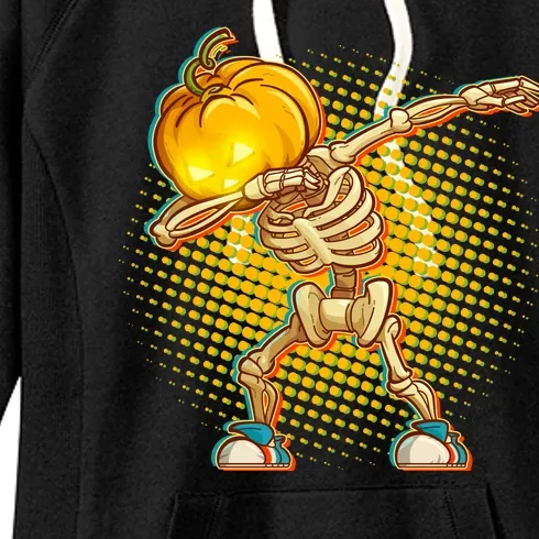 Dabbing Pumpkin Head Skeleton Women's Fleece Hoodie