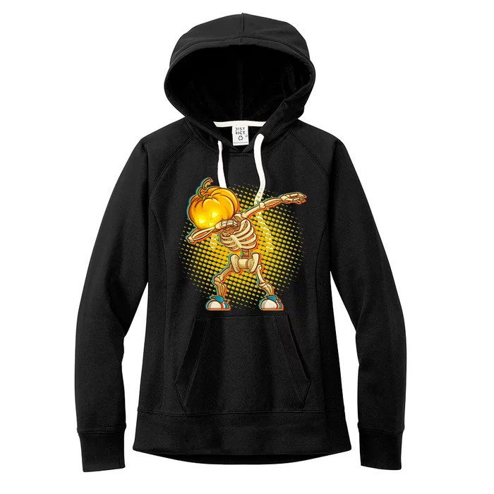 Dabbing Pumpkin Head Skeleton Women's Fleece Hoodie