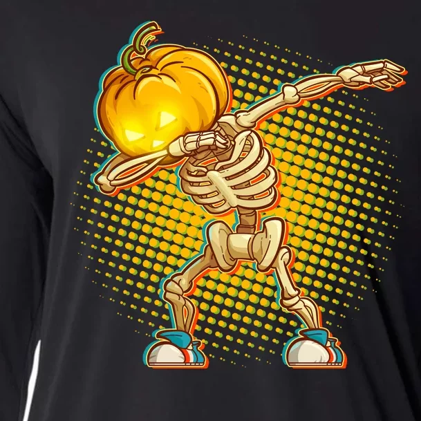 Dabbing Pumpkin Head Skeleton Cooling Performance Long Sleeve Crew