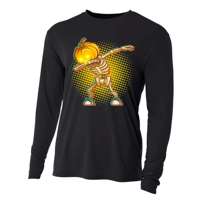 Dabbing Pumpkin Head Skeleton Cooling Performance Long Sleeve Crew