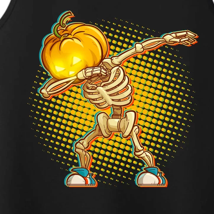 Dabbing Pumpkin Head Skeleton Performance Tank