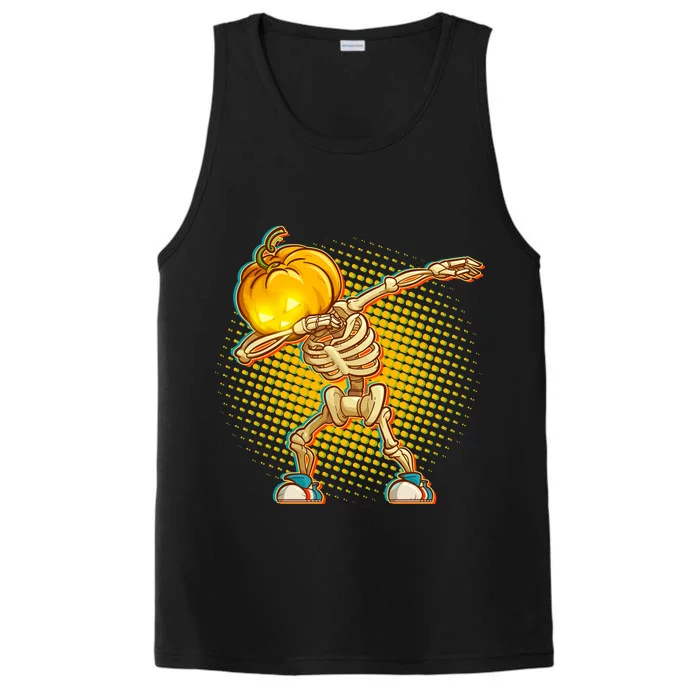 Dabbing Pumpkin Head Skeleton Performance Tank