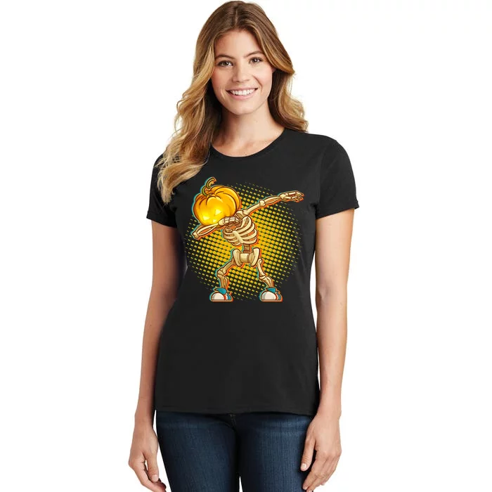 Dabbing Pumpkin Head Skeleton Women's T-Shirt