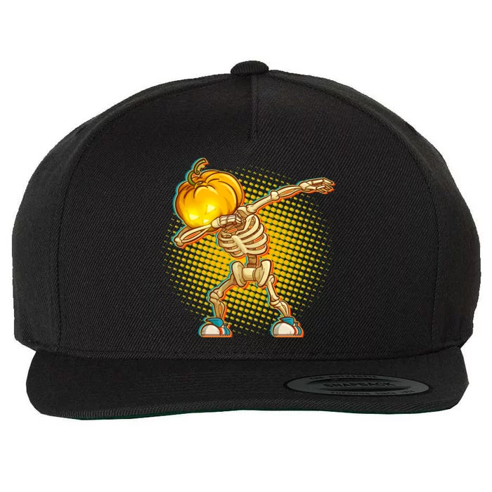 Dabbing Pumpkin Head Skeleton Wool Snapback Cap