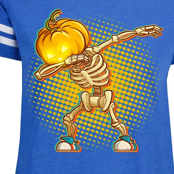 Dabbing Pumpkin Head Skeleton Enza Ladies Jersey Football T-Shirt