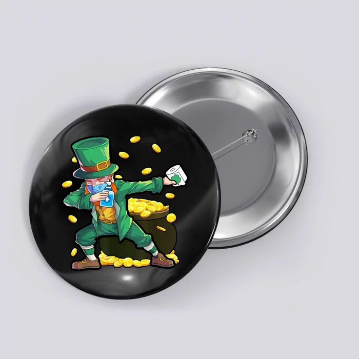 Dabbing Quarantine Leprechaun Button