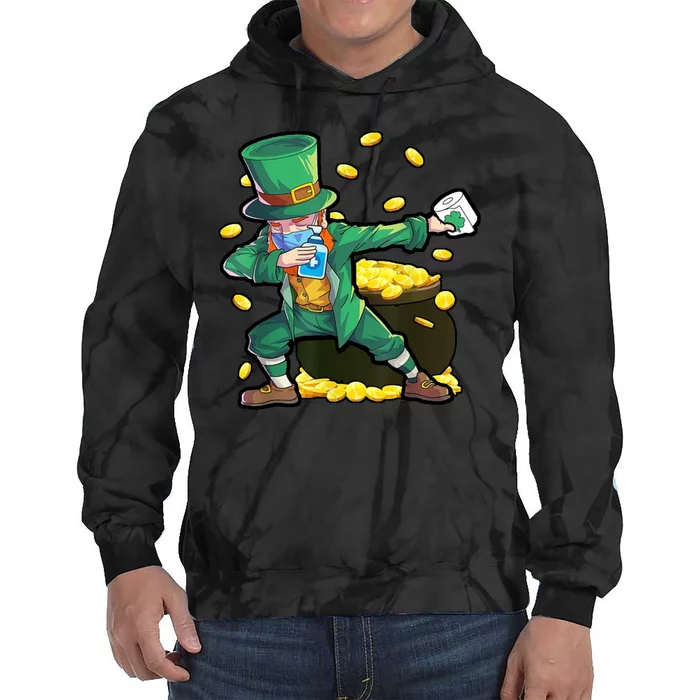 Dabbing Quarantine Leprechaun Tie Dye Hoodie