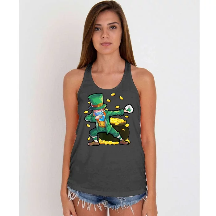 Dabbing Quarantine Leprechaun Women's Knotted Racerback Tank