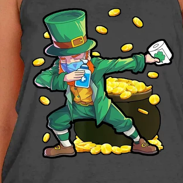 Dabbing Quarantine Leprechaun Women's Knotted Racerback Tank