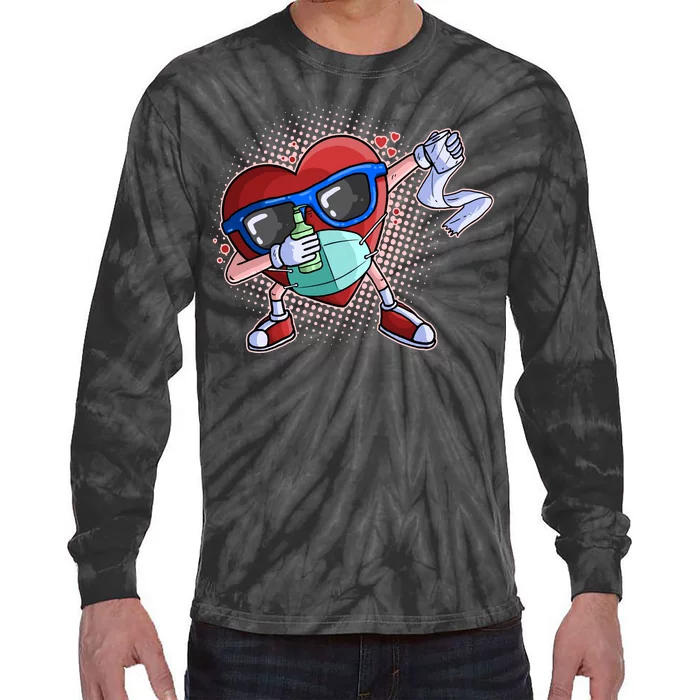 Dabbing Quarantined Valentine's Day Pandemic Tie-Dye Long Sleeve Shirt