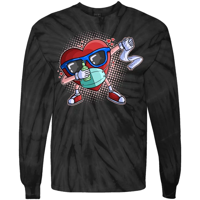 Dabbing Quarantined Valentine's Day Pandemic Tie-Dye Long Sleeve Shirt