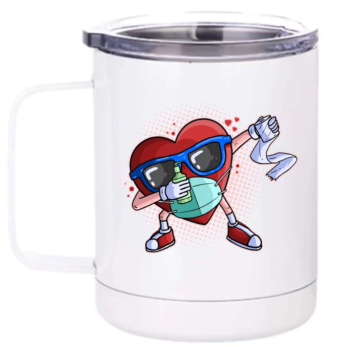 Dabbing Quarantined Valentine's Day Pandemic Front & Back 12oz Stainless Steel Tumbler Cup