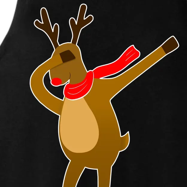 Dabbing Red Nose Reindeer Christmas Ladies Tri-Blend Wicking Tank