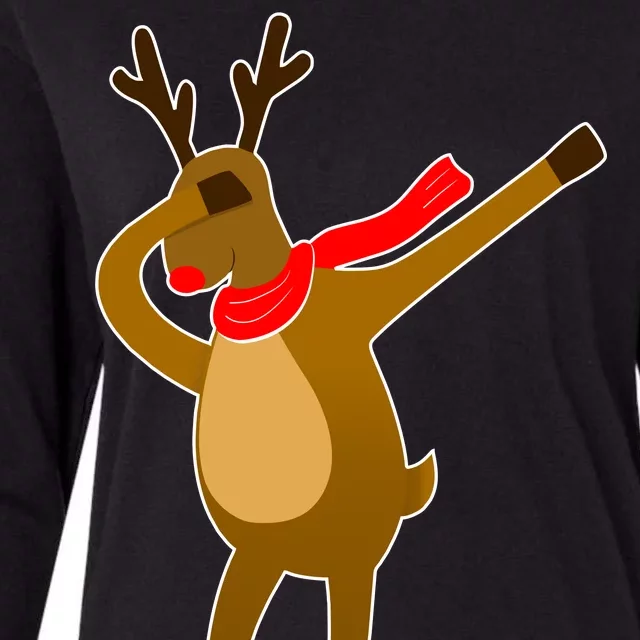 Dabbing Red Nose Reindeer Christmas Womens Cotton Relaxed Long Sleeve T-Shirt