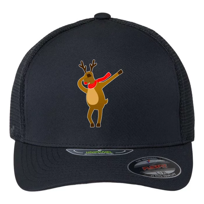 Dabbing Red Nose Reindeer Christmas Flexfit Unipanel Trucker Cap