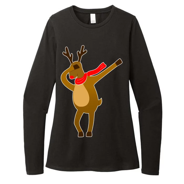 Dabbing Red Nose Reindeer Christmas Womens CVC Long Sleeve Shirt