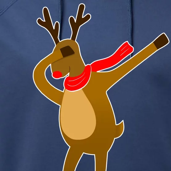 Dabbing Red Nose Reindeer Christmas Performance Fleece Hoodie