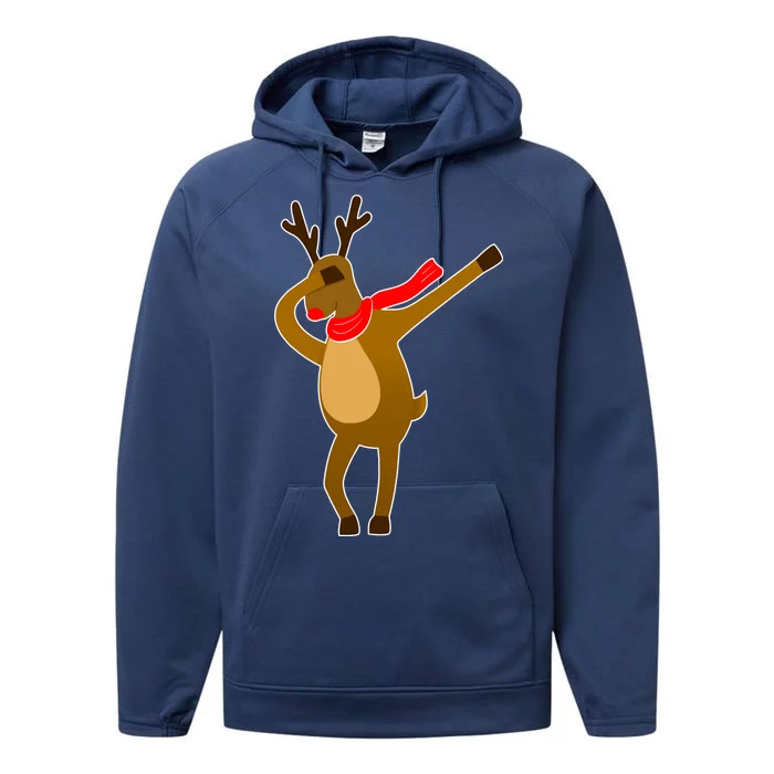 Dabbing Red Nose Reindeer Christmas Performance Fleece Hoodie