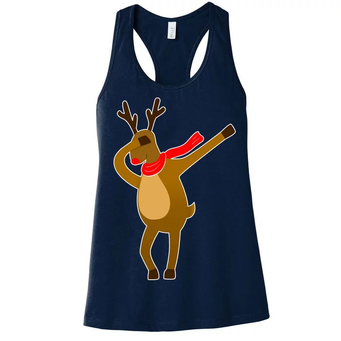 Dabbing Red Nose Reindeer Christmas Women's Racerback Tank