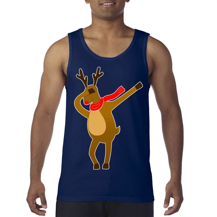 Dabbing Red Nose Reindeer Christmas Tank Top