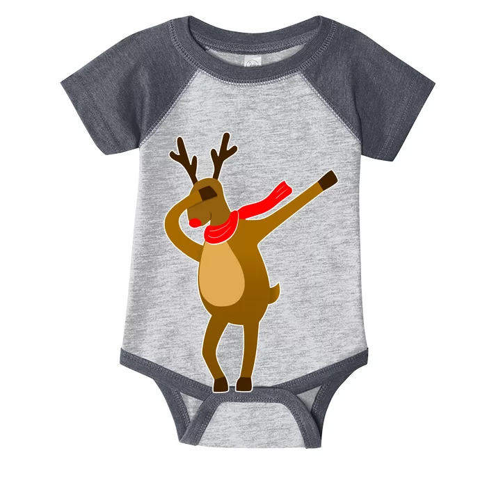 Dabbing Red Nose Reindeer Christmas Infant Baby Jersey Bodysuit