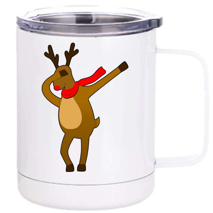 Dabbing Red Nose Reindeer Christmas Front & Back 12oz Stainless Steel Tumbler Cup