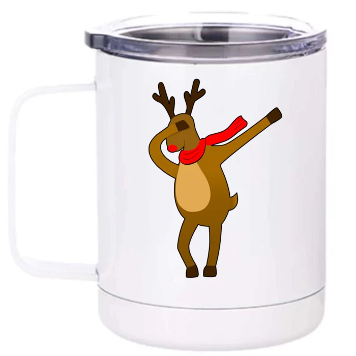 Dabbing Red Nose Reindeer Christmas Front & Back 12oz Stainless Steel Tumbler Cup