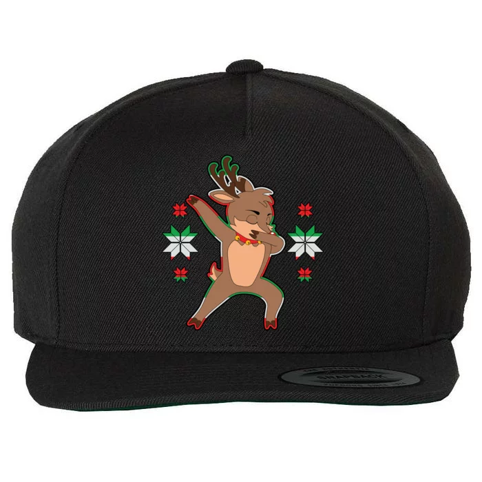 Dabbing Reindeer Wool Snapback Cap