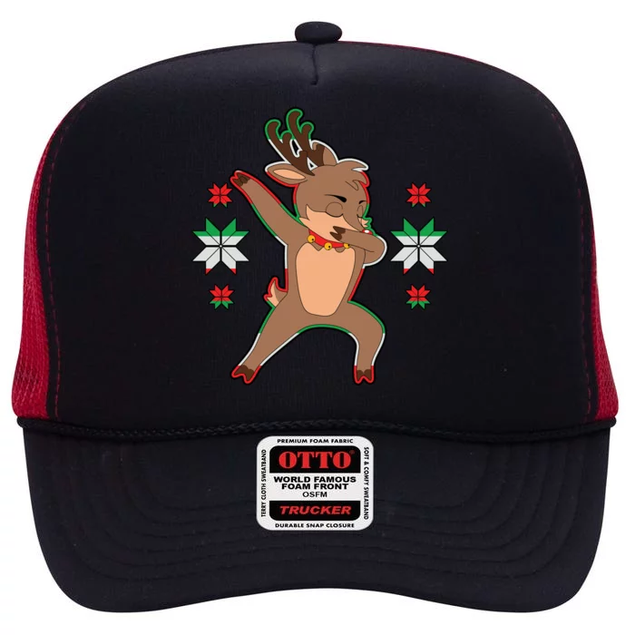 Dabbing Reindeer High Crown Mesh Trucker Hat