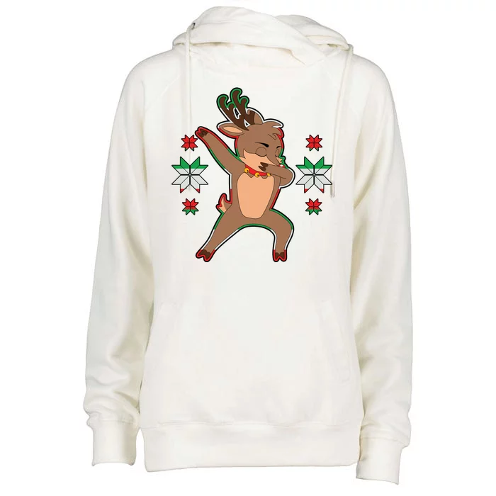 Dabbing Reindeer Womens Funnel Neck Pullover Hood