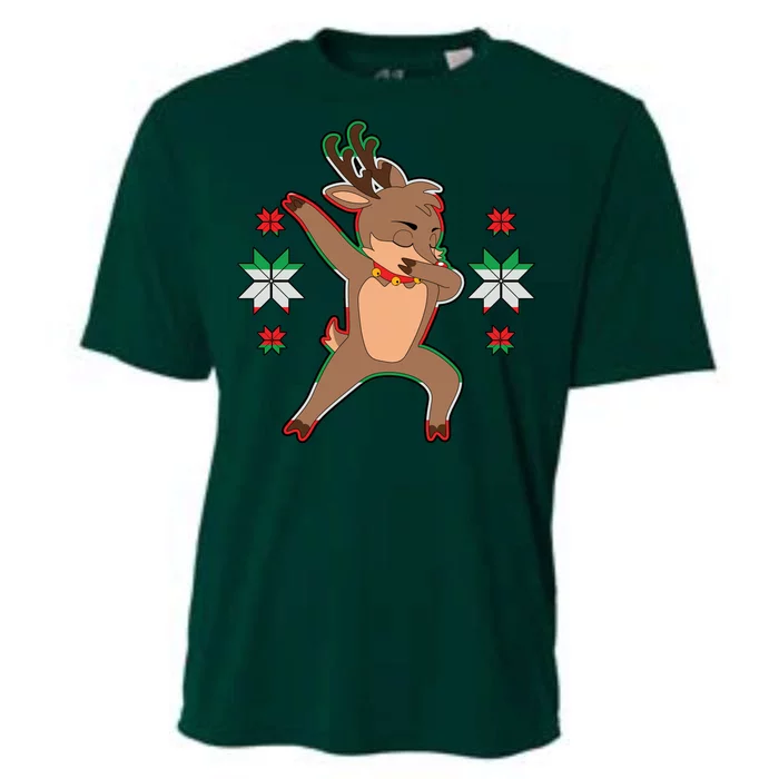 Dabbing Reindeer Cooling Performance Crew T-Shirt