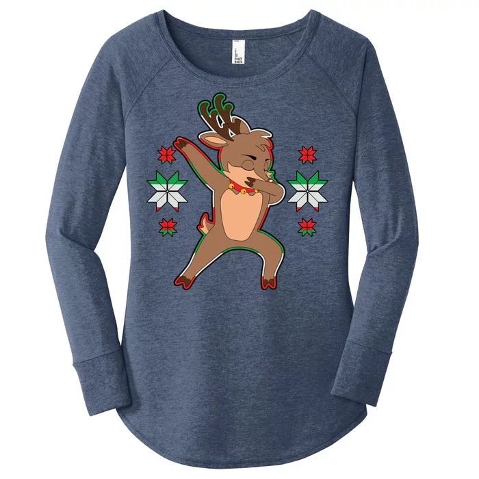 Dabbing Reindeer Women's Perfect Tri Tunic Long Sleeve Shirt