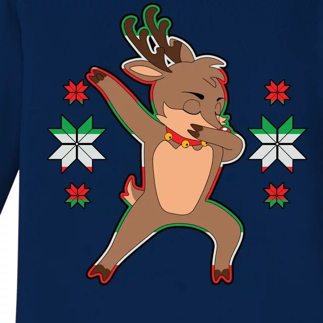 Dabbing Reindeer Baby Long Sleeve Bodysuit