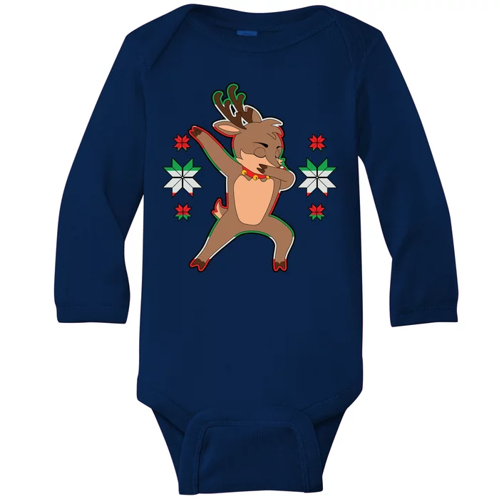 Dabbing Reindeer Baby Long Sleeve Bodysuit