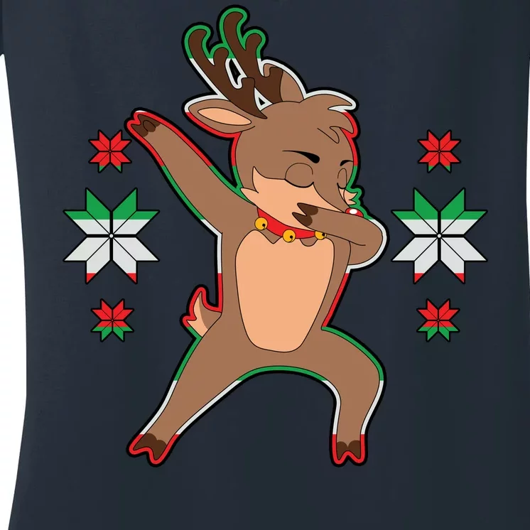 Dabbing Reindeer Women's V-Neck T-Shirt