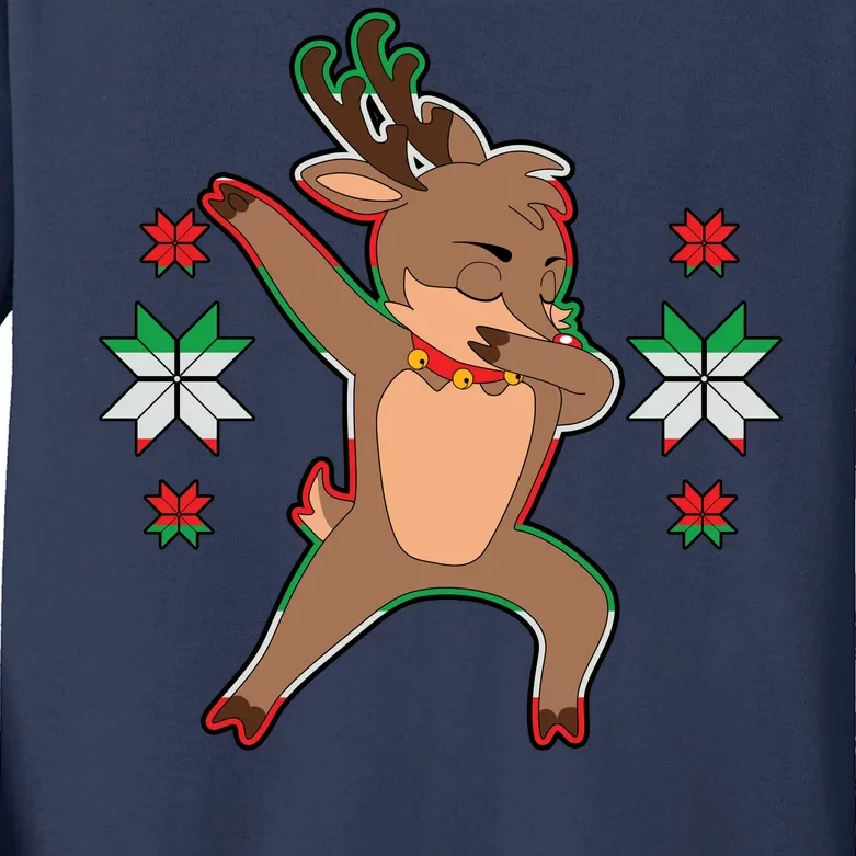 Dabbing Reindeer Kids Long Sleeve Shirt