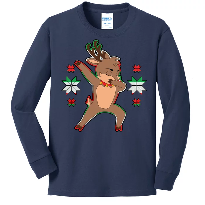 Dabbing Reindeer Kids Long Sleeve Shirt