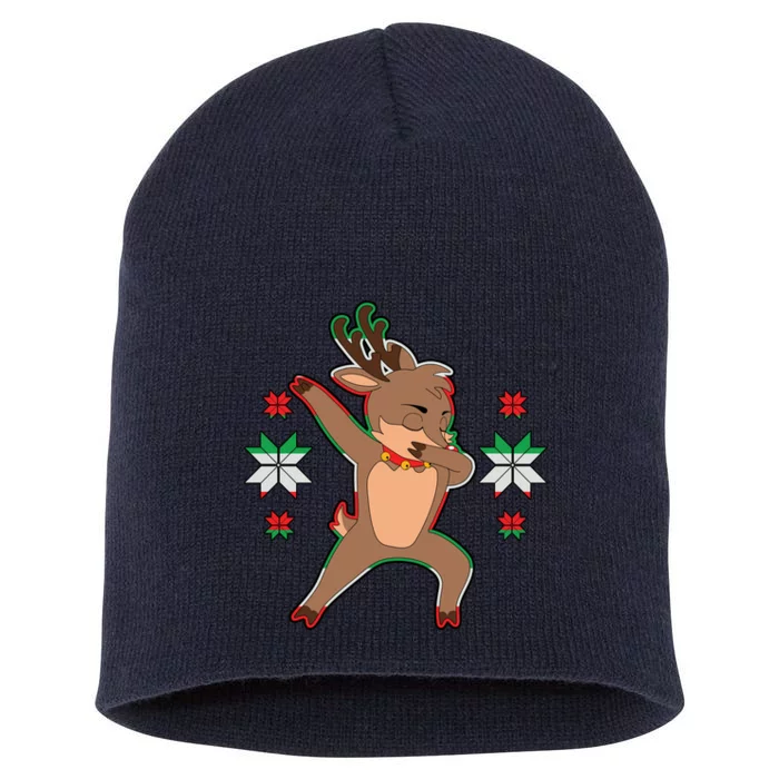 Dabbing Reindeer Short Acrylic Beanie