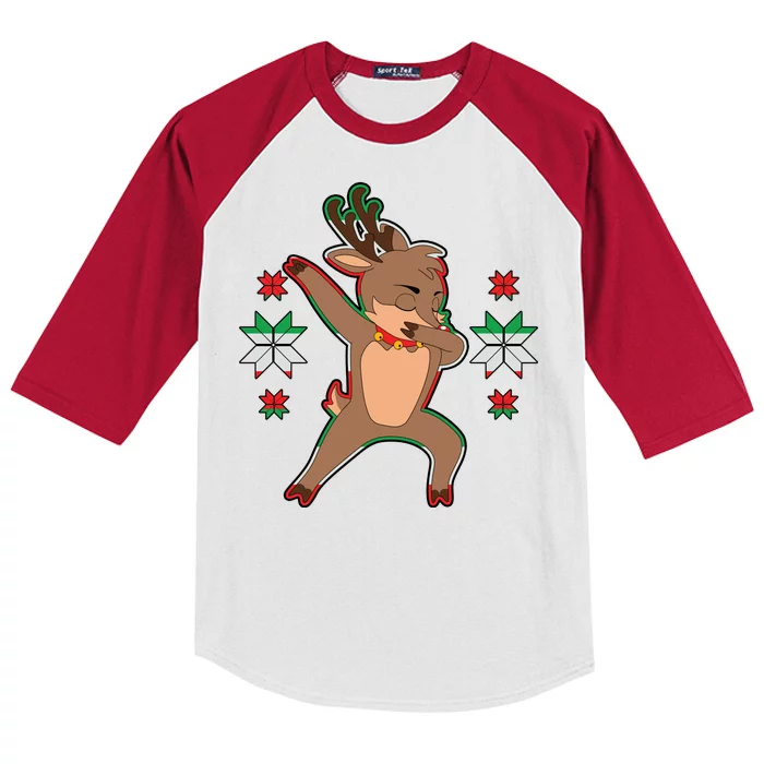 Dabbing Reindeer Kids Colorblock Raglan Jersey