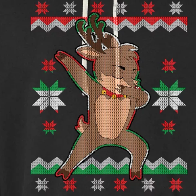 Dabbing Reindeer Ugly Christmas Garment-Dyed Fleece Hoodie