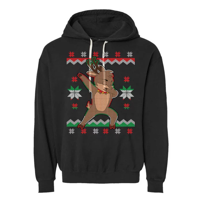 Dabbing Reindeer Ugly Christmas Garment-Dyed Fleece Hoodie