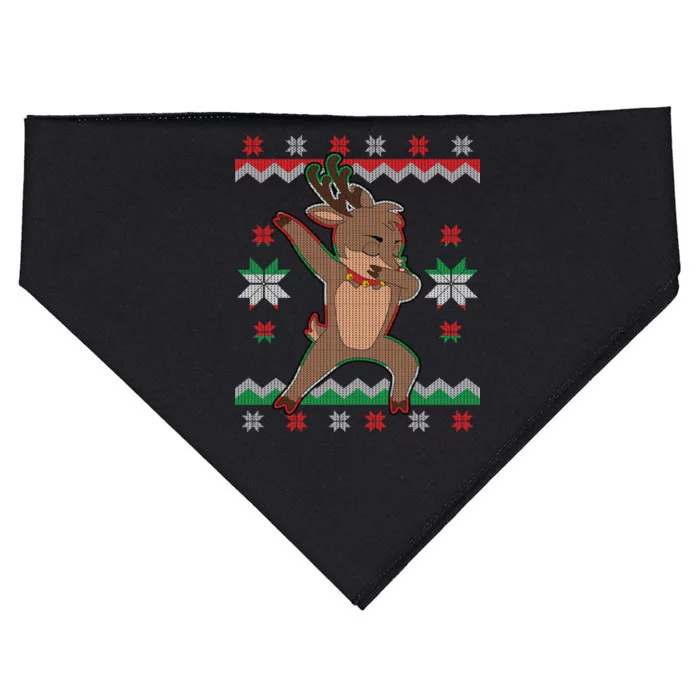 Dabbing Reindeer Ugly Christmas USA-Made Doggie Bandana