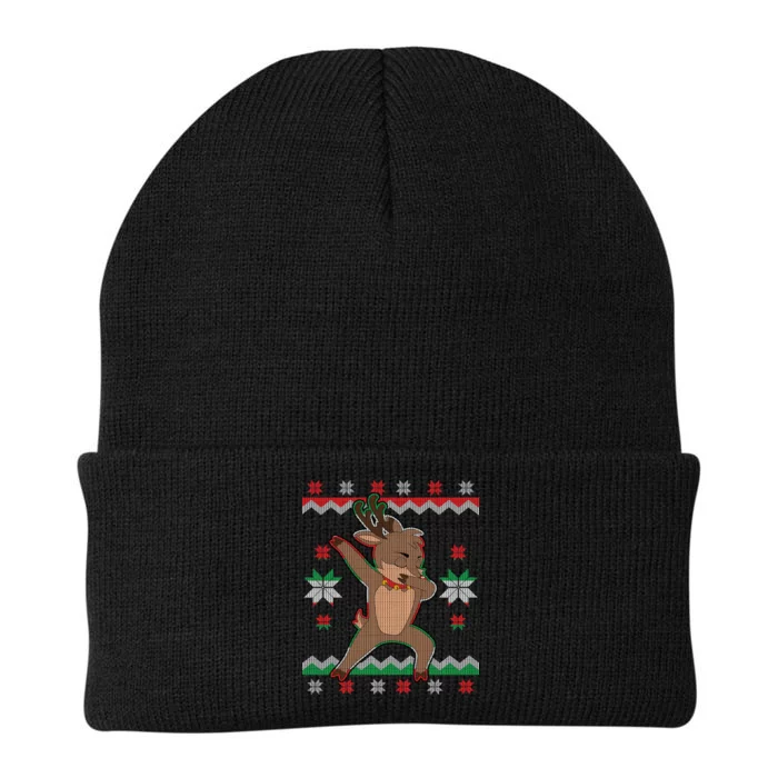 Dabbing Reindeer Ugly Christmas Knit Cap Winter Beanie