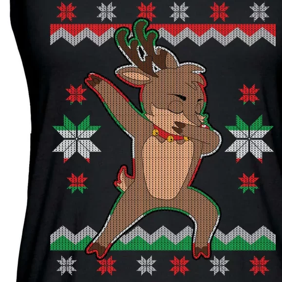 Dabbing Reindeer Ugly Christmas Ladies Essential Flowy Tank