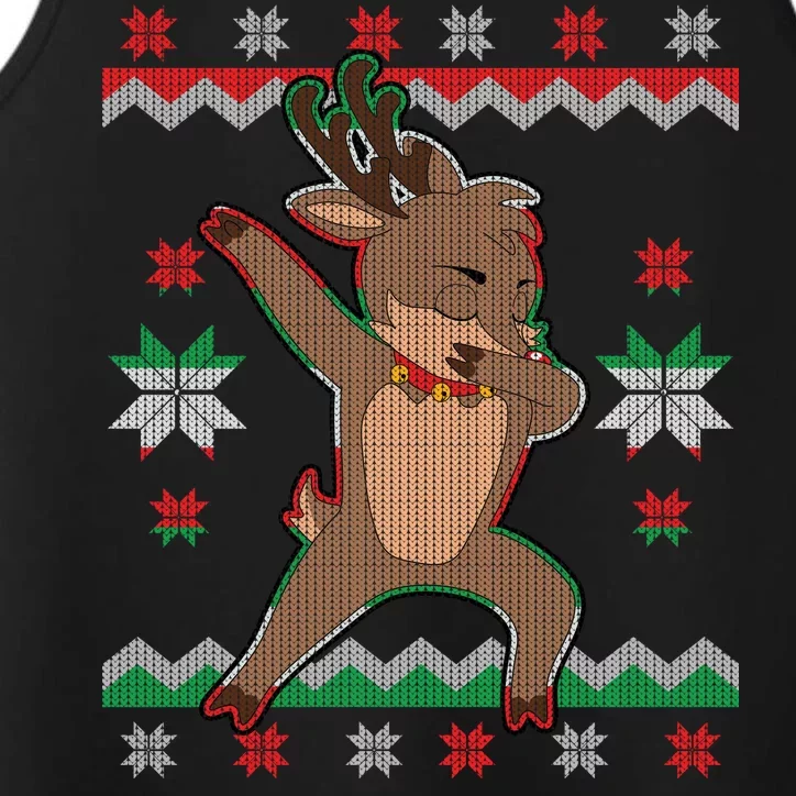 Dabbing Reindeer Ugly Christmas Performance Tank