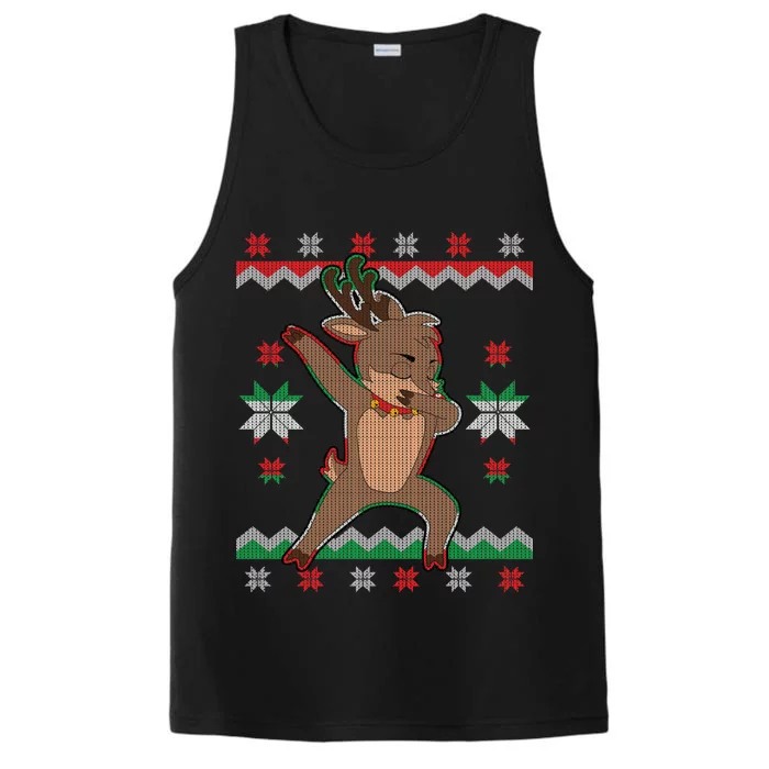 Dabbing Reindeer Ugly Christmas Performance Tank