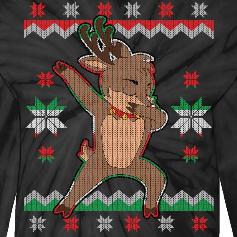 Dabbing Reindeer Ugly Christmas Tie-Dye Long Sleeve Shirt