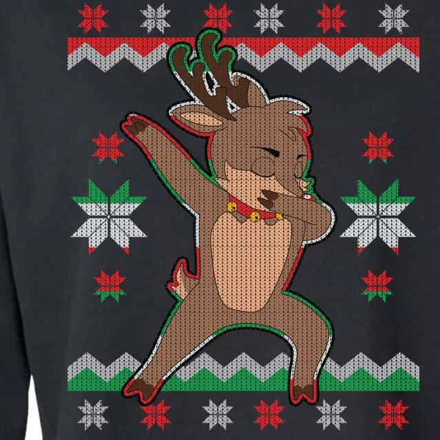 Dabbing Reindeer Ugly Christmas Cropped Pullover Crew