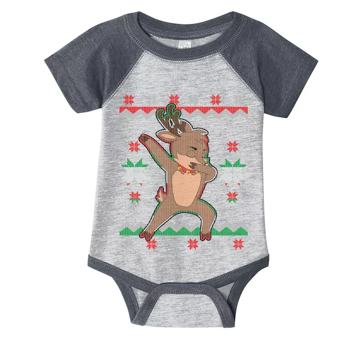 Dabbing Reindeer Ugly Christmas Infant Baby Jersey Bodysuit